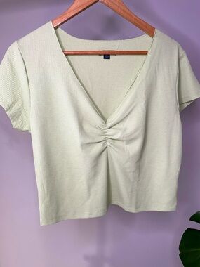 Y2K Vibes Wild Fable Lime Green Waffle Knit Crop Women's Top